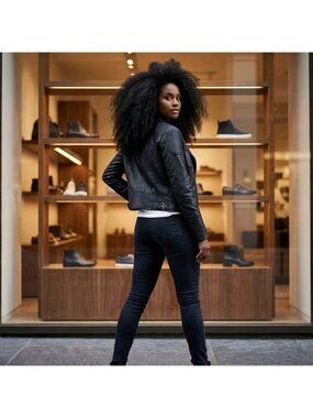 Zara Black Leather Biker Jacket